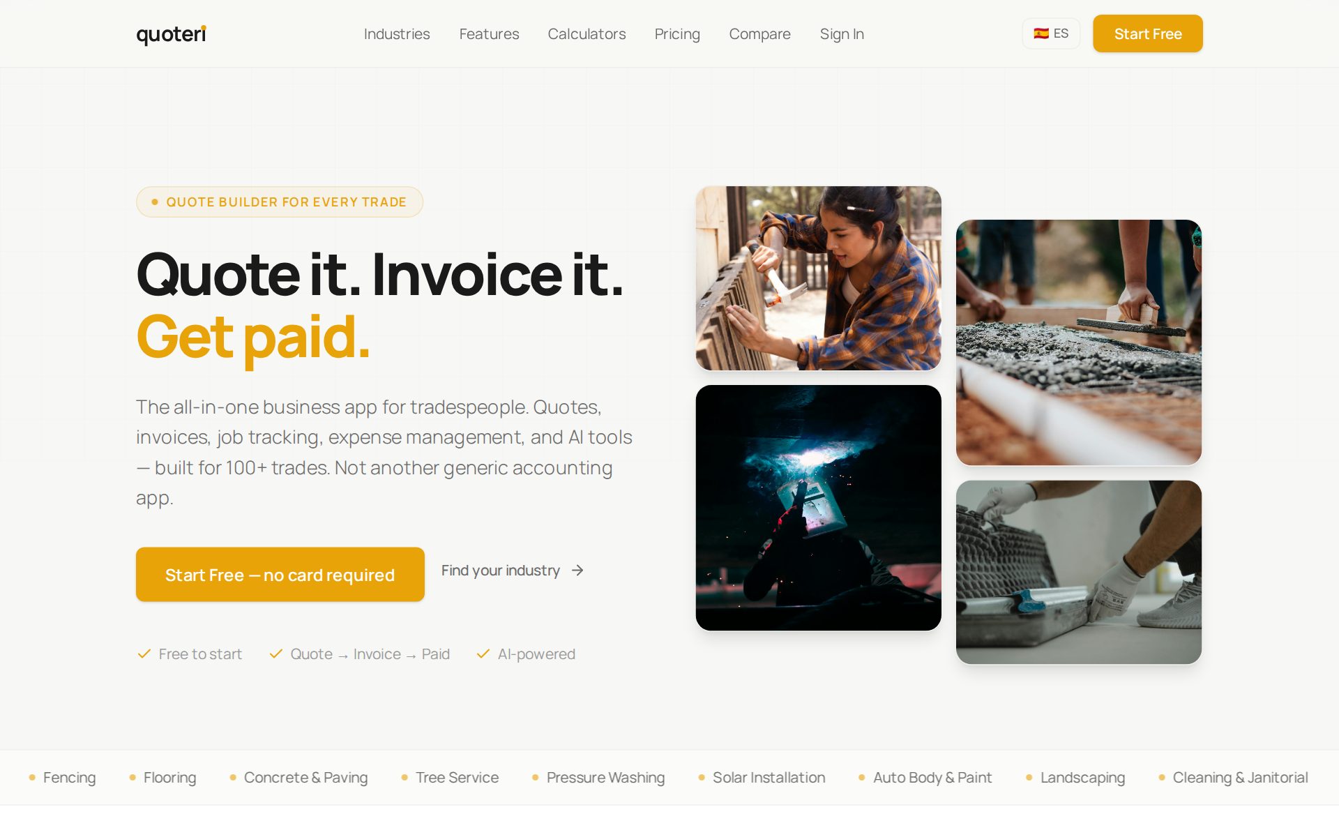 Quoteri website preview