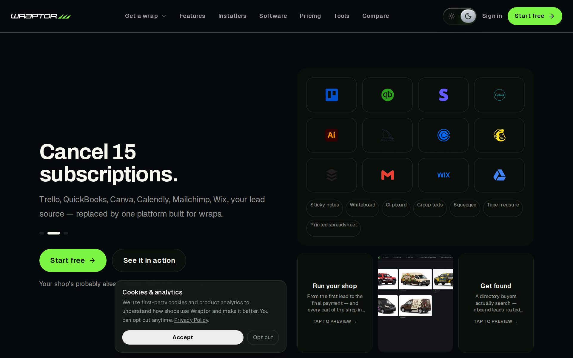 Wraptor website preview